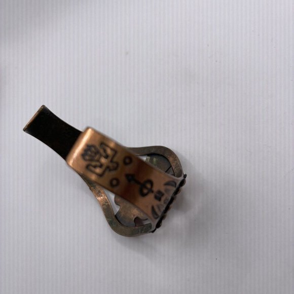 Solid Copper Native American Bird Turquoise Cuff Bracelet - Picture 4 of 6